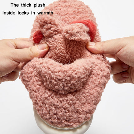 Winter Indoor Thick-Soled Rabbit Ear Bowknot Warm Cotton Slippers, Size: 38-39(Pink)-garmade.com