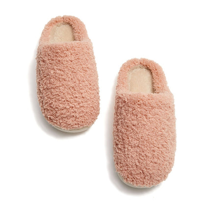 Autumn And Winter Indoor Pure Color Couple Cotton Slippers, Size: 36/37(Pink)-garmade.com