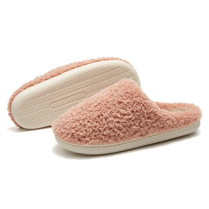 Autumn And Winter Indoor Pure Color Couple Cotton Slippers, Size: 40/41(Pink)-garmade.com