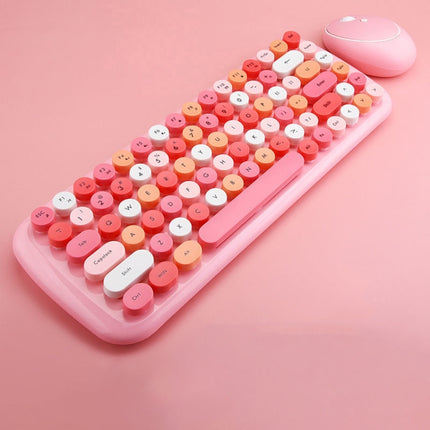 MOFii Candy Punk Keycap Mixed Color Wireless Keyboard and Mouse Set(Pink)-garmade.com