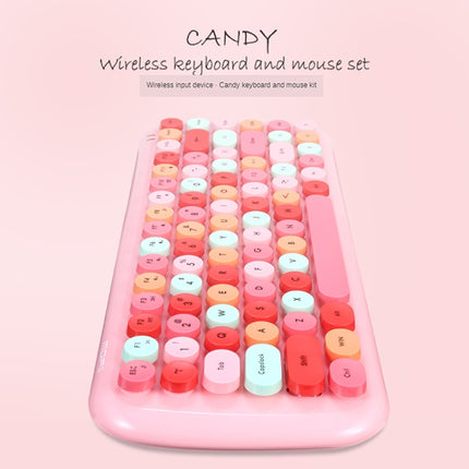 MOFii Candy Punk Keycap Mixed Color Wireless Keyboard and Mouse Set(Pink)-garmade.com