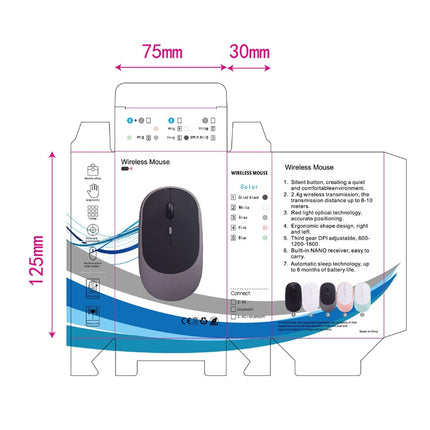 M030 4 Keys 1600DPI Laptop Office Mute Mouse, Style: Wireless (Ink Green)-garmade.com