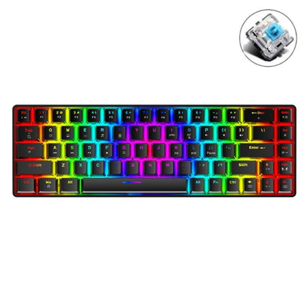 T8 68 Keys Mechanical Gaming Keyboard RGB Backlit Wired Keyboard, Cable Length:1.6m(Black Green Shaft)-garmade.com