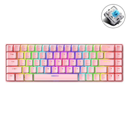 T8 68 Keys Mechanical Gaming Keyboard RGB Backlit Wired Keyboard, Cable Length:1.6m(Pink Green Shaft)-garmade.com