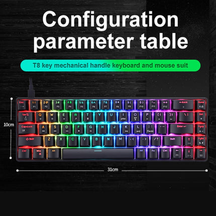 T8 68 Keys Mechanical Gaming Keyboard RGB Backlit Wired Keyboard, Cable Length:1.6m(White Green Shaft)-garmade.com
