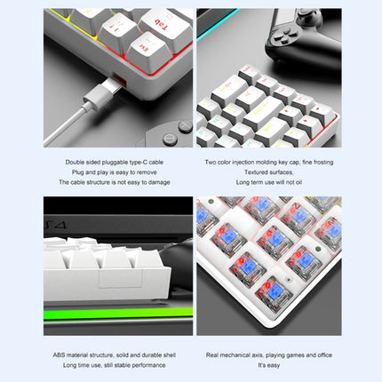 T8 68 Keys Mechanical Gaming Keyboard RGB Backlit Wired Keyboard, Cable Length:1.6m(Blue Green Shaft)-garmade.com