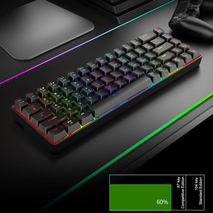 T8 68 Keys Mechanical Gaming Keyboard RGB Backlit Wired Keyboard, Cable Length:1.6m(White RGB Red Shaft)-garmade.com