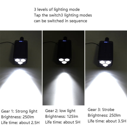 TG-ZX019 Solar Bicycle Headlight Flashlight Night Riding Strong Light USB Charging Rainproof Light(Blue )-garmade.com