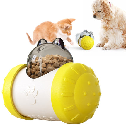 Tumbler Puzzle Slow Food Leakage Food Ball Without Electric Pet Dog Toys(Yellow)-garmade.com