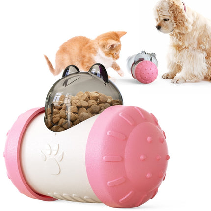 Tumbler Puzzle Slow Food Leakage Food Ball Without Electric Pet Dog Toys(Pink)-garmade.com