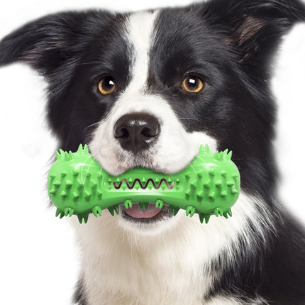 Sounding Dumbbell Dog Toy Molar Stick Resistant Biting Bone Toothbrush Pet Supplies(Green)-garmade.com