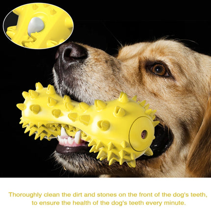 Sounding Dumbbell Dog Toy Molar Stick Resistant Biting Bone Toothbrush Pet Supplies(Yellow)-garmade.com