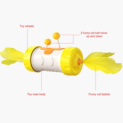 Funny Cat Stick Cat Toy Tumbler Cat Feather Fighting Cat Ball(Green)-garmade.com