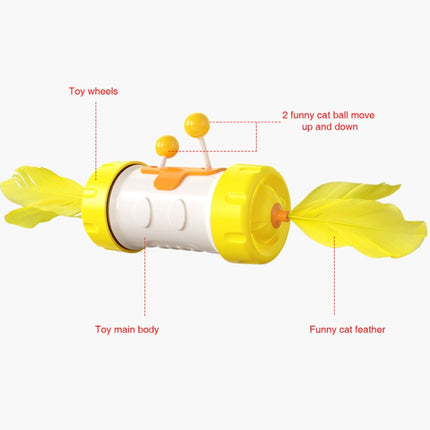 Funny Cat Stick Cat Toy Tumbler Cat Feather Fighting Cat Ball(Yellow)-garmade.com
