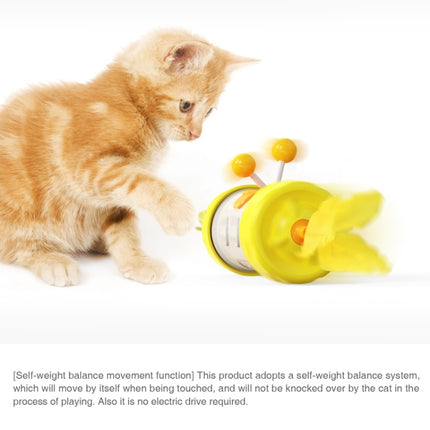 Funny Cat Stick Cat Toy Tumbler Cat Feather Fighting Cat Ball(Yellow)-garmade.com