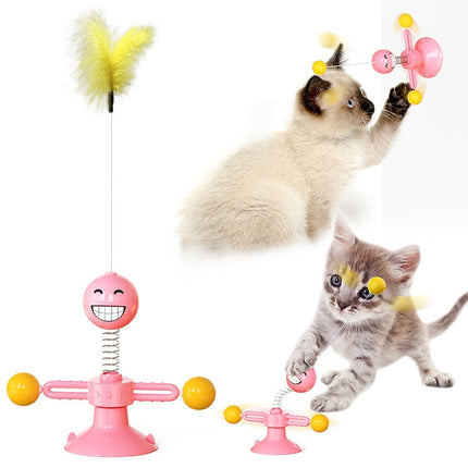Spring Man Funny Cat Toy Cat Sucker Toy Funny Cat Feather Funny Cat Ball(Pink)-garmade.com