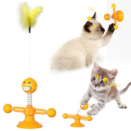 Spring Man Funny Cat Toy Cat Sucker Toy Funny Cat Feather Funny Cat Ball( Brown)-garmade.com