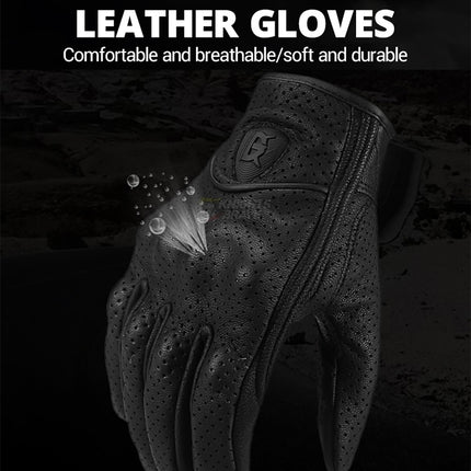 GHOST RACING GR-ST06 Breathable Touch Screen Motorcycle Riding Leather Gloves Anti-Fall Locomotive Gloves, Size: M(Black)-garmade.com