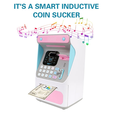 8010 Simulated Face Recognition ATM Machine Piggy Bank Password Automatic Rolling Money Safe Piggy Bank,Style: Pink-garmade.com