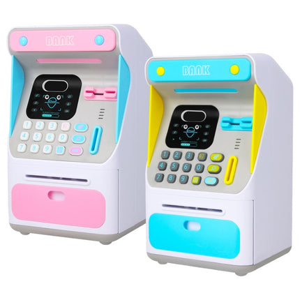 8010 Simulated Face Recognition ATM Machine Piggy Bank Password Automatic Rolling Money Safe Piggy Bank,Style: Rechargeable Version Pink-garmade.com