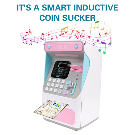 8010 Simulated Face Recognition ATM Machine Piggy Bank Password Automatic Rolling Money Safe Piggy Bank,Style: Rechargeable Version Pink-garmade.com