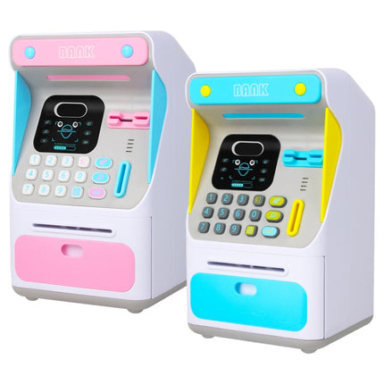 8010 Simulated Face Recognition ATM Machine Piggy Bank Password Automatic Rolling Money Safe Piggy Bank,Style: Rechargeable Version Blue-garmade.com