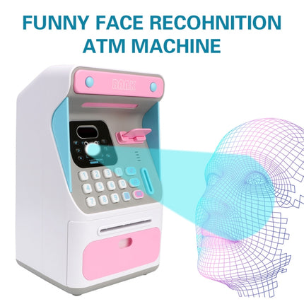 8010 Simulated Face Recognition ATM Machine Piggy Bank Password Automatic Rolling Money Safe Piggy Bank,Style: Rechargeable Version Blue-garmade.com