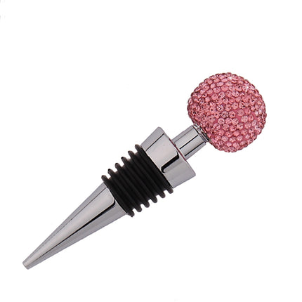 Crystal Ball Red Wine Stopper Diamond Zinc Alloy Metal Sealed Wine Cork(Pink)-garmade.com