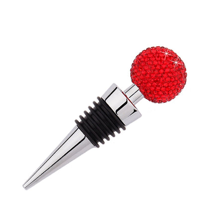 Crystal Ball Red Wine Stopper Diamond Zinc Alloy Metal Sealed Wine Cork(Big Red)-garmade.com