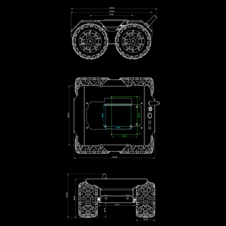 Expandable Wheel Rover Waveshare WAVE ROVER Flexible Expandable 4WD Mobile Robot Chassis, Onb ...