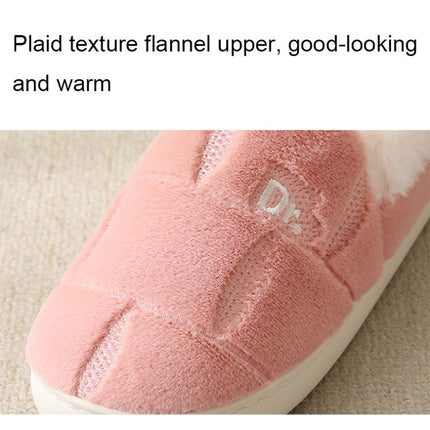 Autumn and Winter Plaid Thickened Warm Cotton Slippers Non-slip Home Cotton Shoes, Size:42-43(Grey)-garmade.com