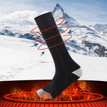 Y201 Winter Warm Tube Heated Cotton Socks Outdoor Heated Ski Socks, Style:without Battery Box(Grey Lake Blue)-garmade.com