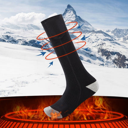 Y201 Winter Warm Tube Heated Cotton Socks Outdoor Heated Ski Socks, Style:with Battery Box(Black Grey)-garmade.com