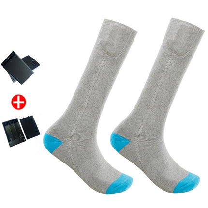 Y201 Winter Warm Tube Heated Cotton Socks Outdoor Heated Ski Socks, Style:with Battery Box(Grey Lake Blue)-garmade.com