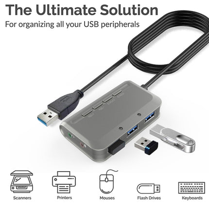 MB-103 USB 3.1 Three-Port Drive-Free HUB + 7.1 Voice Changer Sound Card High-Speed Docking Station, PS5 Voice Changer Sound Card Compatible with PS4 Headset, Cable Length: 1.2m(1 to 3)-garmade.com