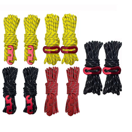 4m x 4 Rolls Outdoor Camping Tent Canopy Wind Rope Luminous Multi-Function Wind Rope Buckle Tent Fixed Rope(Figure 8 Buckle-Yellow)-garmade.com