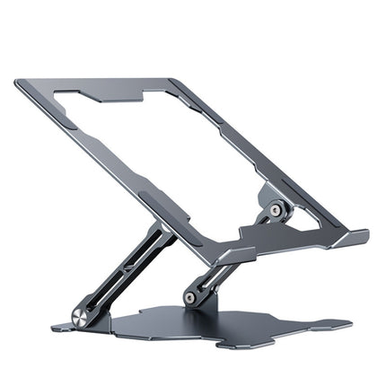 Integrated Foldable Laptop Stand Hollow Heat-Dissipating Flat Desktop Stand(Deep Space Gray)-garmade.com