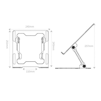 Integrated Foldable Laptop Stand Hollow Heat-Dissipating Flat Desktop Stand(Deep Space Gray)-garmade.com