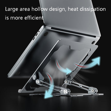 Integrated Foldable Laptop Stand Hollow Heat-Dissipating Flat Desktop Stand(Moon Silver)-garmade.com