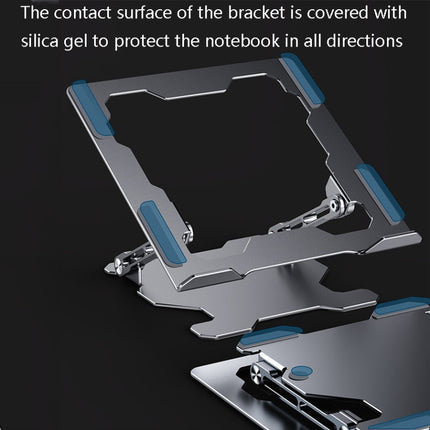 Integrated Foldable Laptop Stand Hollow Heat-Dissipating Flat Desktop Stand(Moon Silver)-garmade.com