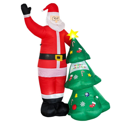 Santa Claus Christmas Tree Snowman Inflatable LED Luminous Christmas Ornaments, US Plug(QM0102-2.5M)-garmade.com