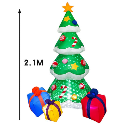 Santa Claus Christmas Tree Snowman Inflatable LED Luminous Christmas Ornaments, US Plug(QM0201-2.1M)-garmade.com