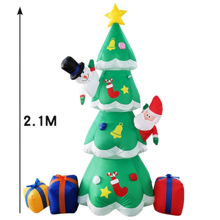Santa Claus Christmas Tree Snowman Inflatable LED Luminous Christmas Ornaments, US Plug(QM0203-2.1M)-garmade.com
