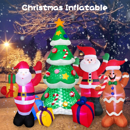 Santa Claus Christmas Tree Snowman Inflatable LED Luminous Christmas Ornaments, US Plug(QM0203-2.1M)-garmade.com