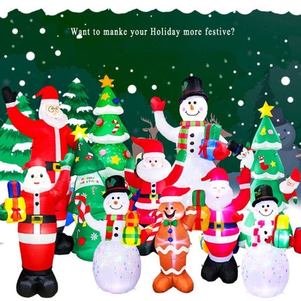 Santa Claus Christmas Tree Snowman Inflatable LED Luminous Christmas Ornaments, US Plug(QM0301-1.5M)-garmade.com