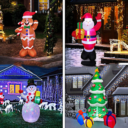 Santa Claus Christmas Tree Snowman Inflatable LED Luminous Christmas Ornaments, US Plug(QM0201-2.1M)-garmade.com