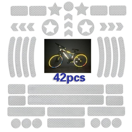 2 Sets Bicycle Honeycomb Reflective Sticker Night Reflective Logo Grid Stripe Warning Strip(White)-garmade.com