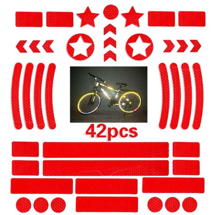2 Sets Bicycle Honeycomb Reflective Sticker Night Reflective Logo Grid Stripe Warning Strip(Red)-garmade.com