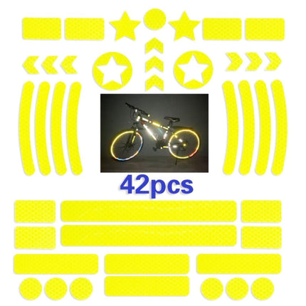 2 Sets Bicycle Honeycomb Reflective Sticker Night Reflective Logo Grid Stripe Warning Strip(Fluorescent Yellow)-garmade.com