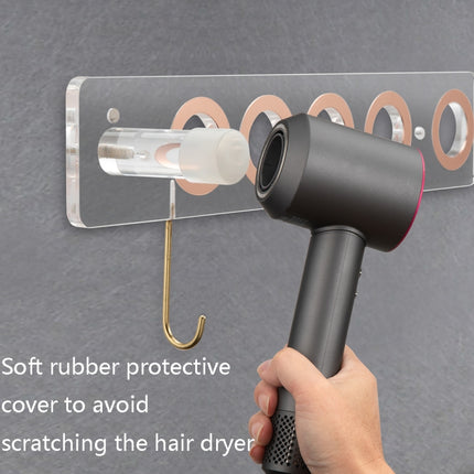 JD01 Punch-Free Hange Acrylic Hair Dryer Storage Bracket For Dyson Hair Dryer(Transparent)-garmade.com